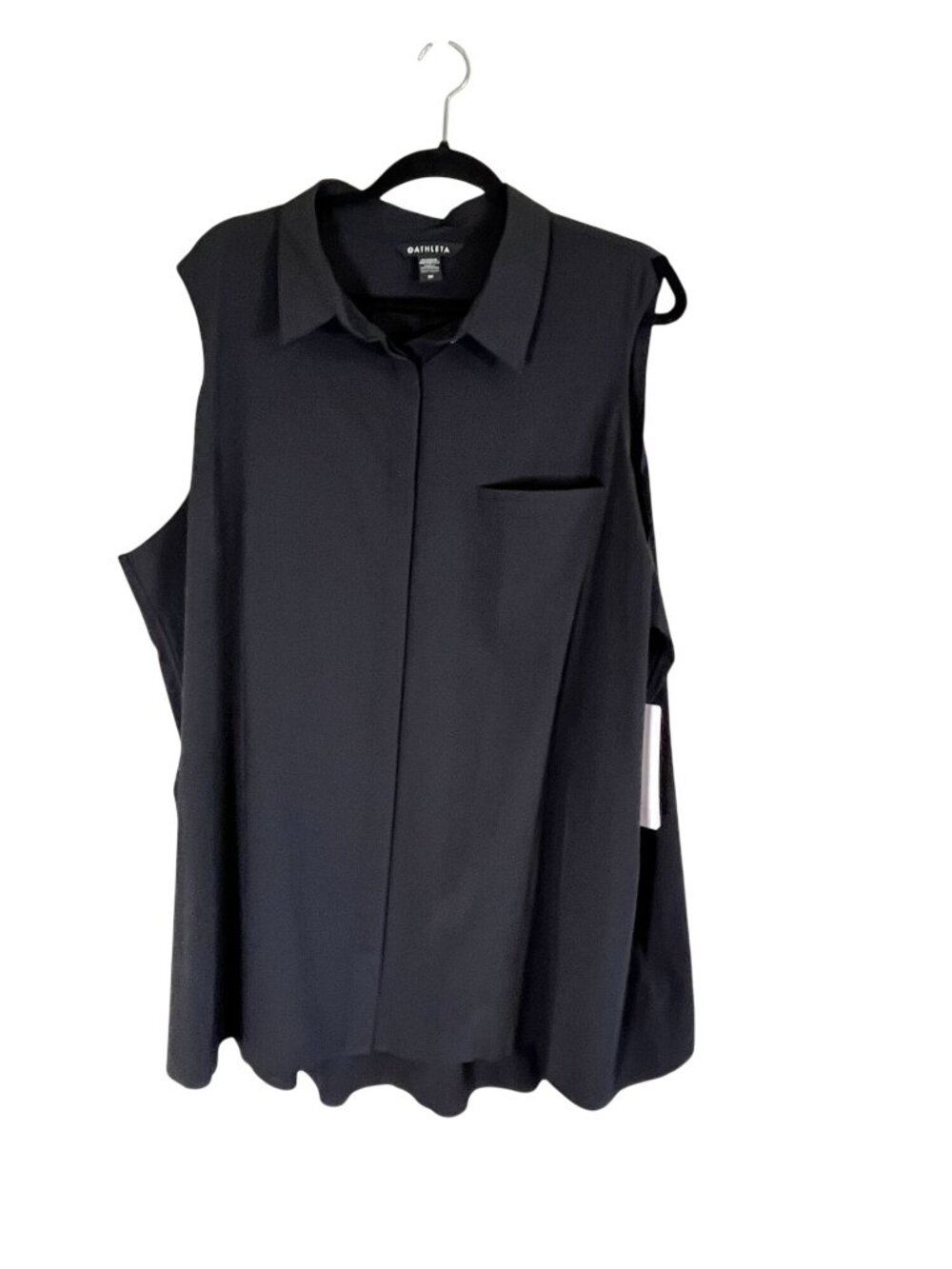 Athleta Neutral Button Tank Top Black 3X Minimalist Resort Preppy Classic Chic